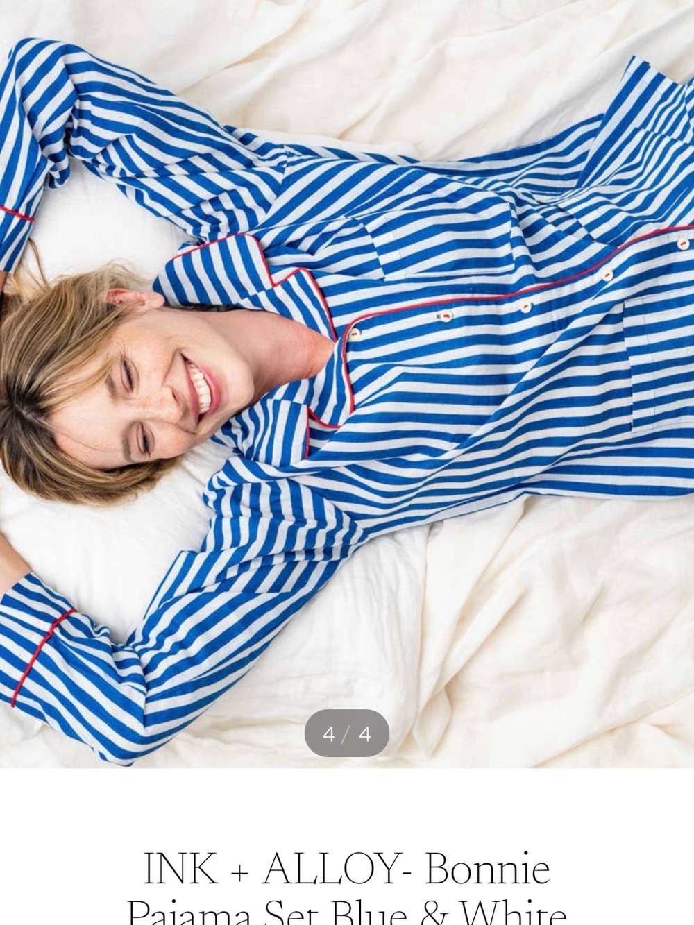 Bonnie Women's Blue & White Striped Pajama Set